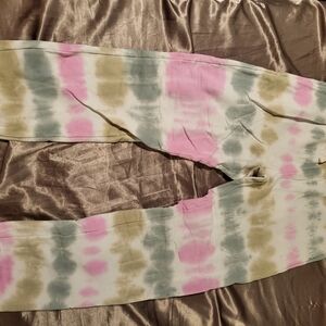 Billabong Tie-Dye Track Pants - Pink, Green, and Cream